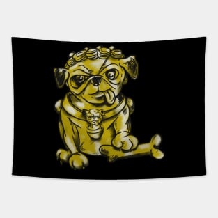 Gold Guardian Pug Foo Dog Tapestry