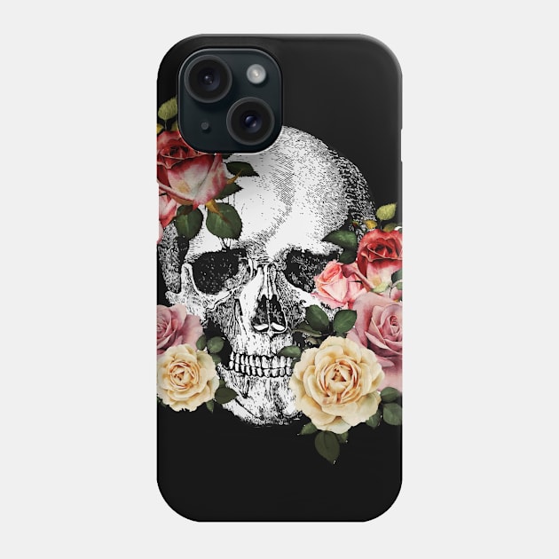Sage Tribe Skull With roses Phone Case by Collagedream