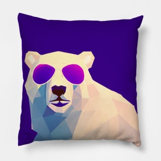 Cool Low Poly Polar Bear wearing Sunglasses Pillow