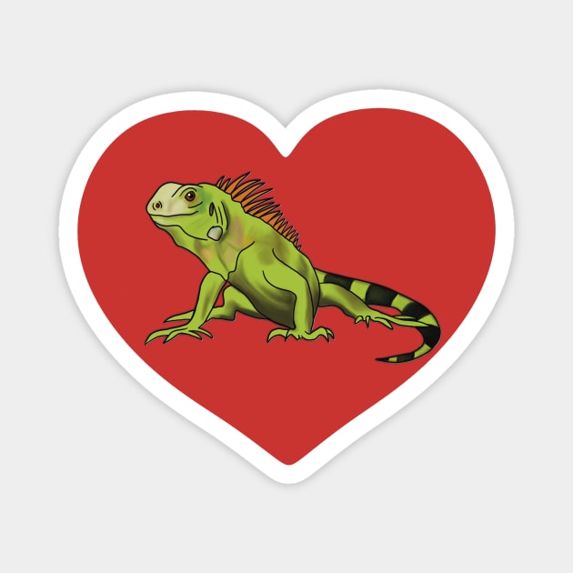 Iguana Heart for Iguana Lovers, Red Magnet by Mochi Merch