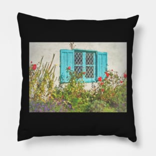 Old Cottage Window With Shutters Pillow
