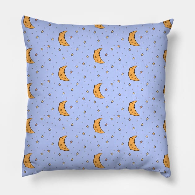 Moons and Stars Pattern Pillow by Lizzamour