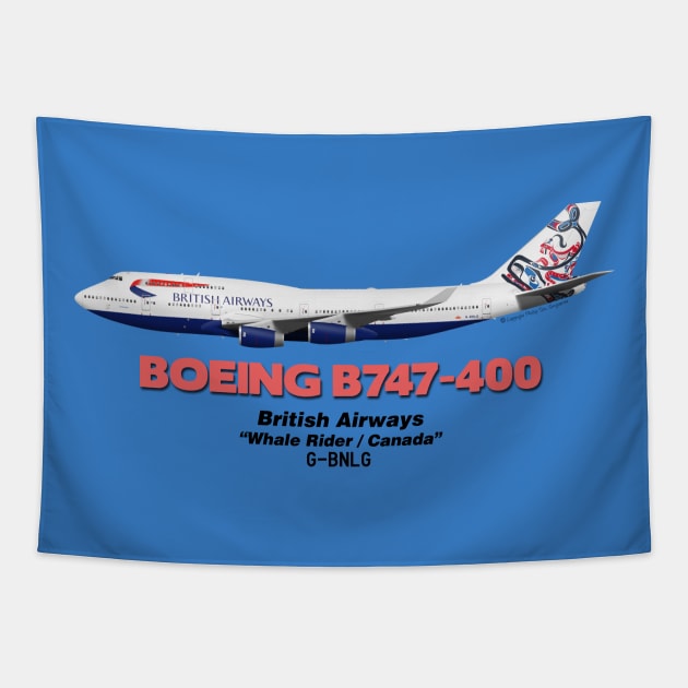 Boeing B747-400 - British Airways "Whale Rider / Canada" Tapestry by TheArtofFlying