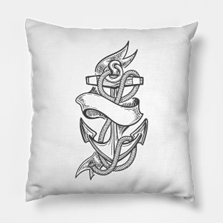 Black Ship anchor tattoo Pillow