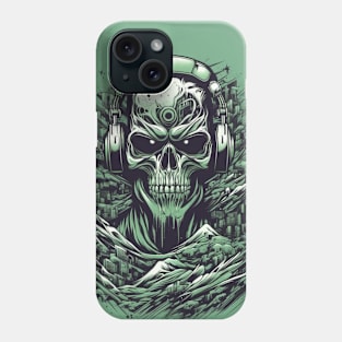 edgy skull with headphones Phone Case