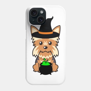 Cute yorkshire terrier dog is a witch Phone Case