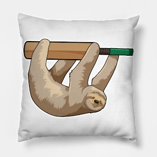 Sloth at Cricket with Cricket bat Pillow