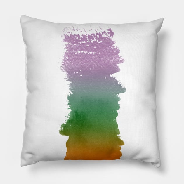 Green, Orange & Purple Bold and Runny Brush Stroke Pillow by diplikaya