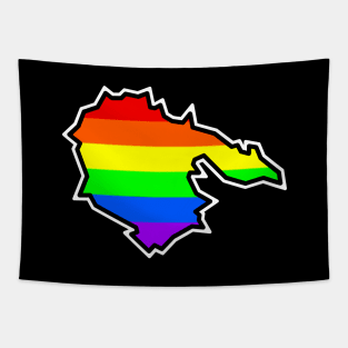 Hornby Island Silhouette - Bright Pride Flag - Rainbow Colour - Hornby Island Tapestry