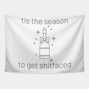 Tis The Season To Get Shitfaced. Christmas Humor. Rude, Offensive, Inappropriate Christmas Stocking Design In Black Tapestry