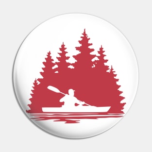 Silhouette of Man Kayaking Pin