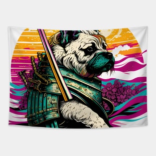 Japanese Samurai Bulldog Tapestry