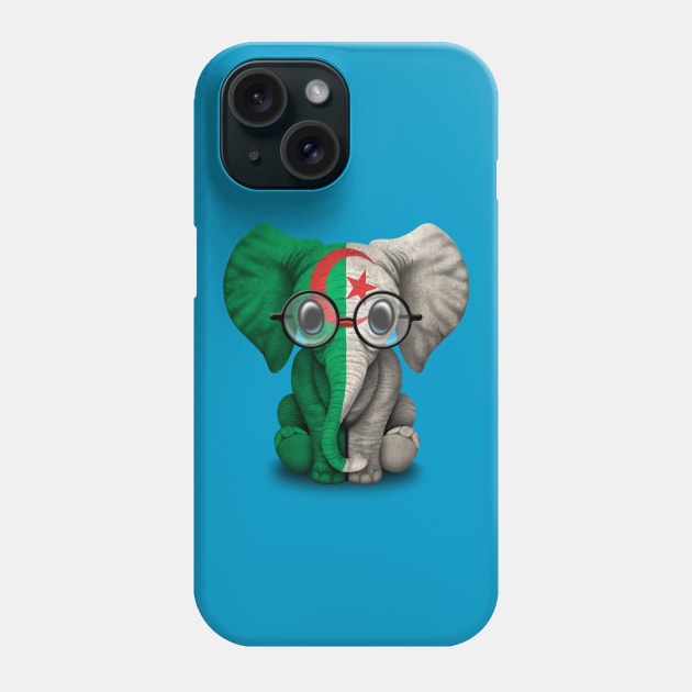 Baby Elephant with Glasses and Algerian Flag Phone Case by jeffbartels