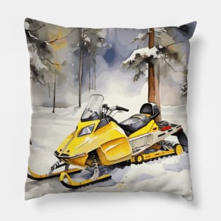 Yellow Snowmobile Pillow