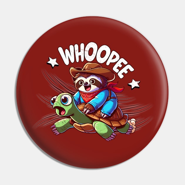 Funny Sloth Riding Turtle Pin by alcoshirts