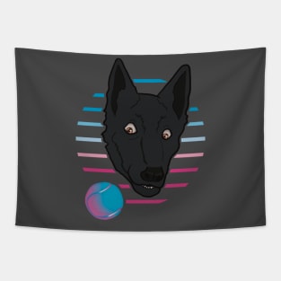 Retro Vaporwave Dog Tapestry