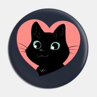 I Heart Black Cats! (Fancy Edition) Pin