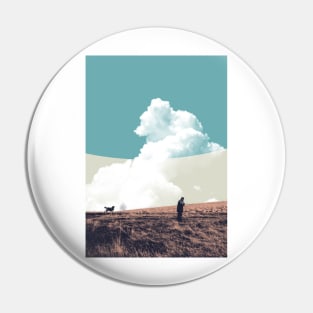 Old Man With Dog In Fields Graphic Poster Pin