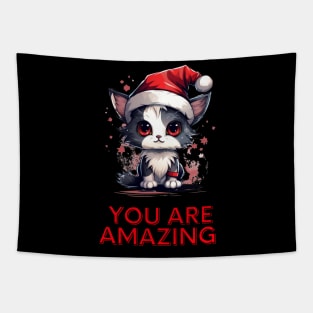 Christmas Cat Funny Quote Tapestry