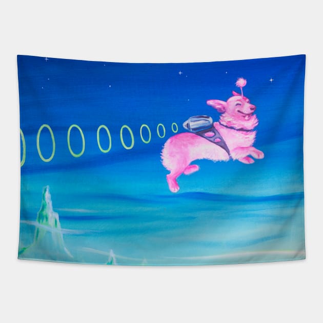 Space Corgi Tapestry by starwilliams