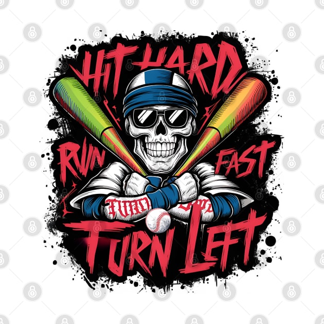 Skeleton hit hard run fast turn left. Baseball lovers by TRACHLUIM