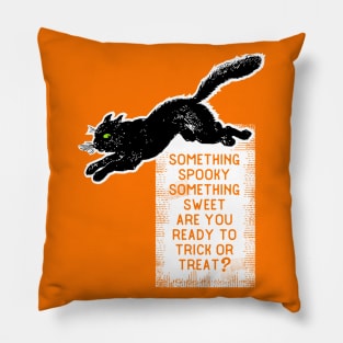 Black Cat Halloween Trick-or-Treat Poem Tote Pillow