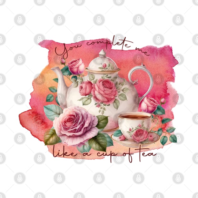 Floral Romantic Tea Pot And Cup by ERArts