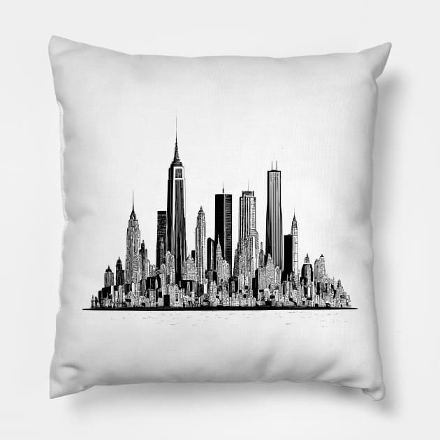 New York Cityscape Pillow by HappyDigital
