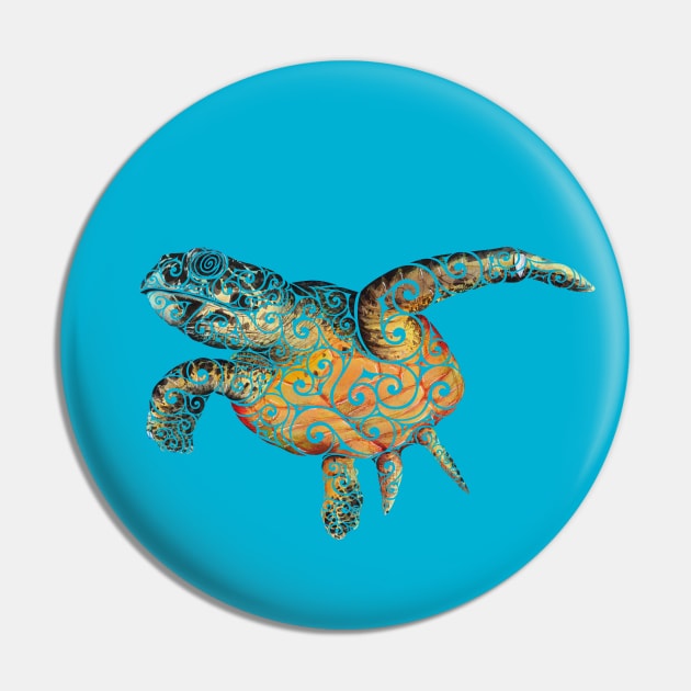 Swirly Turtle Pin by VectorInk