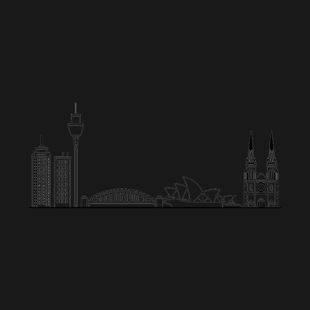 Sydney Skyline in black with details by Mesyo