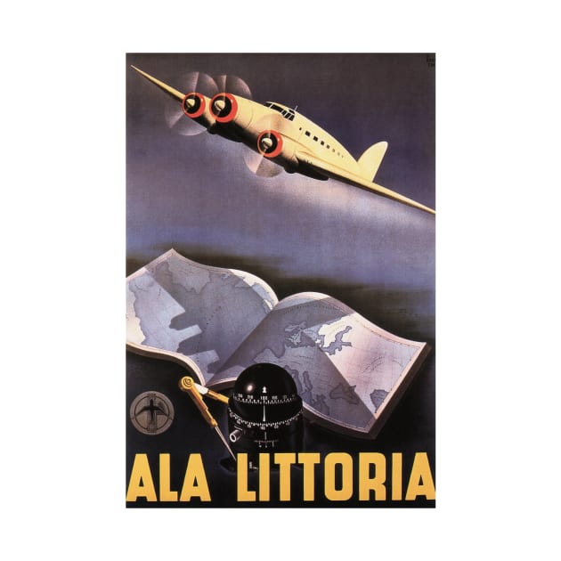 ALA LITTORIA ITALY National Airline Advertisement Vintage Travel by vintageposters