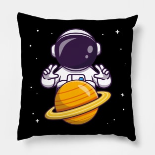 Astronaut Control Planet Cartoon Pillow