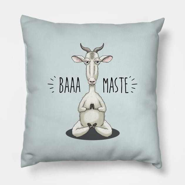 Baaa-maste - Namaste Meditating Goat Pillow by Jitterfly