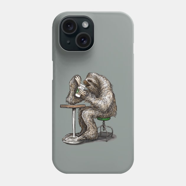 Steve the Sloth on his Coffee Break Phone Case by dotsofpaint
