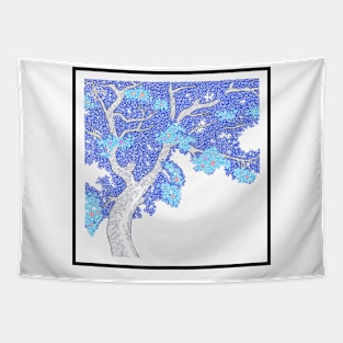 Blue Tree Circle Design Tapestry