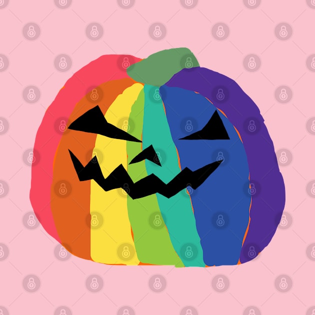 Big Abstract Rainbow Halloween Horror Pumpkin by ellenhenryart