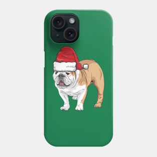 Santa Hat-Wearing Cute Bulldog Funny Christmas Holiday Phone Case