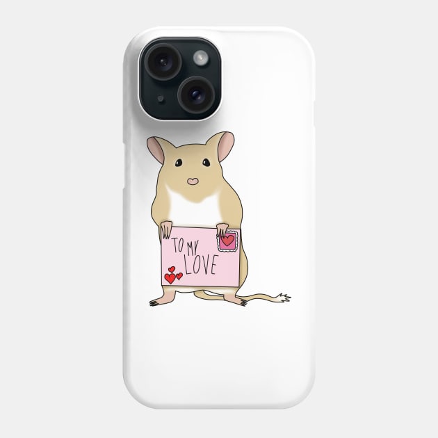 Cute golden gerbil holding love letter Phone Case by Becky-Marie