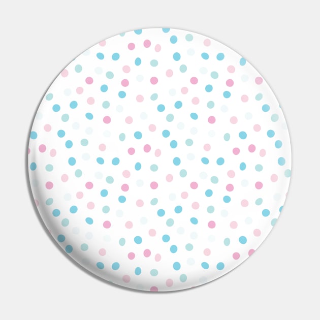 Pastel Pink, Green and Blue Polka Dots Pin by speckled