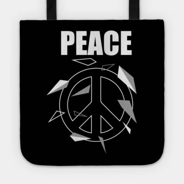 Peace Sign Hippie 60s 70s Retro Broken Glass Black White Peace Sign Tote Teepublic