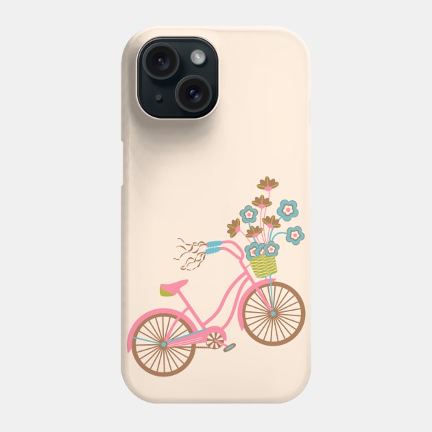 MY BIKE Nostalgic Vintage Retro Bicycle with Flowers in Pastel Pink - UnBlink Studio by Jackie Tahara Phone Case by UnBlink Studio by Jackie Tahara