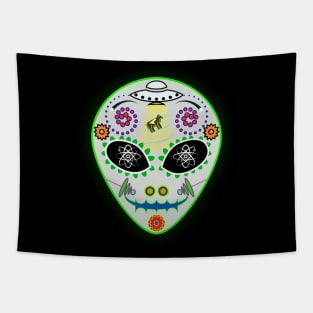 Alien Day of the Dead Mask Tapestry