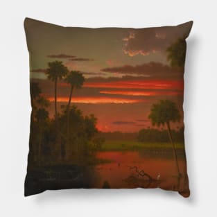 The Great Florida Sunset by Martin Johnson Heade Pillow