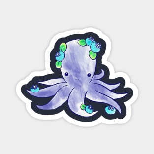 Blueberry Octopus Watercolor Magnet