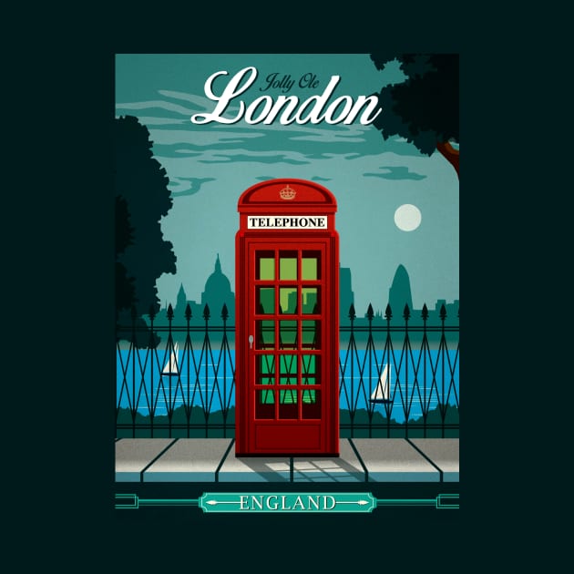 Vintage Travel Poster - London Phone Booth - Not Tardis by Starbase79