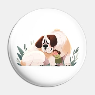 Cute Saint-Bernard Dog Animal Loving Cuddle Embrace Children Kid Tenderness Pin