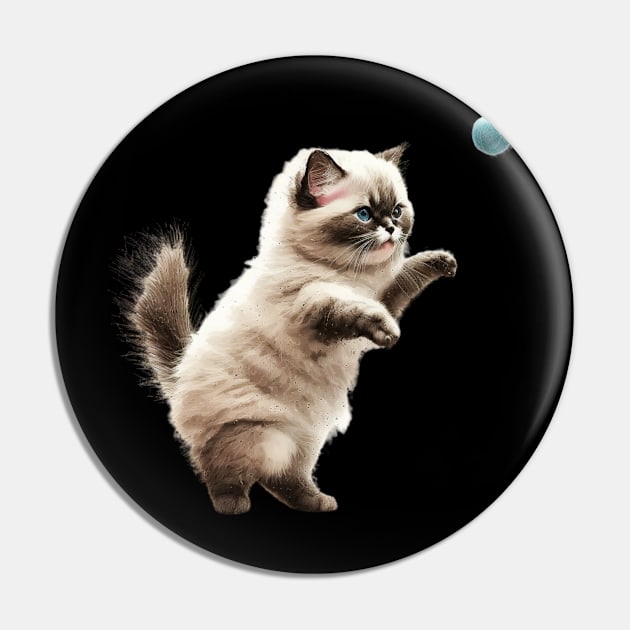 Cute Playful Kitten, Cat Lover Pin by dukito