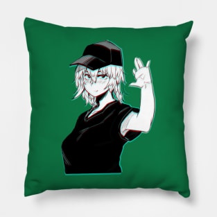 Tomboy Anime Girl Aesthetic Vaporwave Pillow