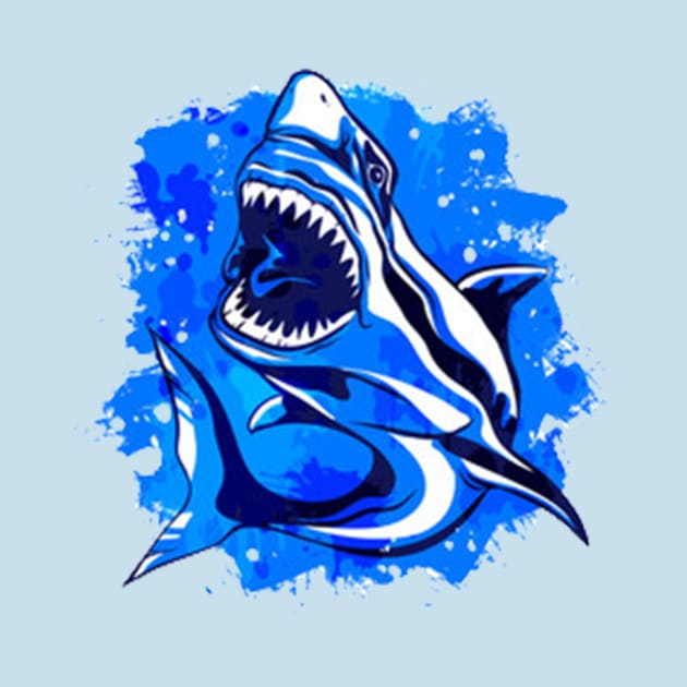 Blues Shark In Deep Blue Sea by Harvest4Devil Design