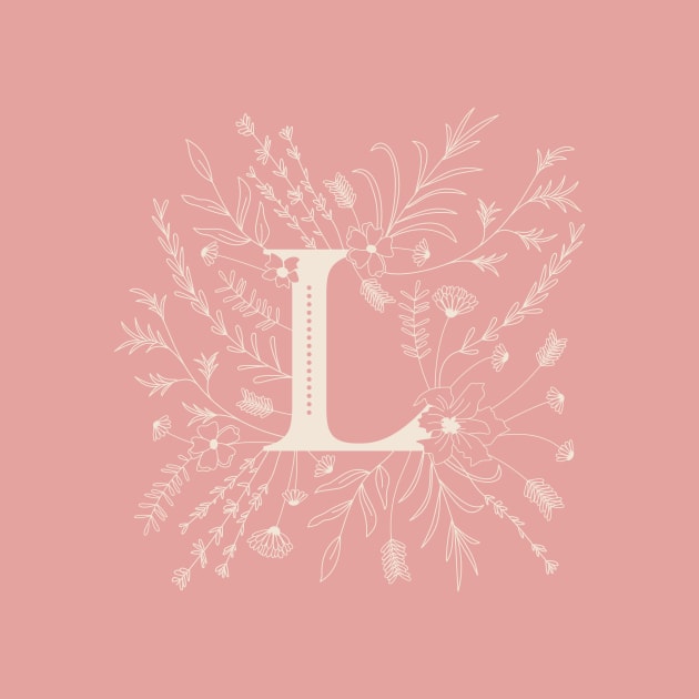 Botanical Letter L (Hibiscus Pink) by Cascade Patterns